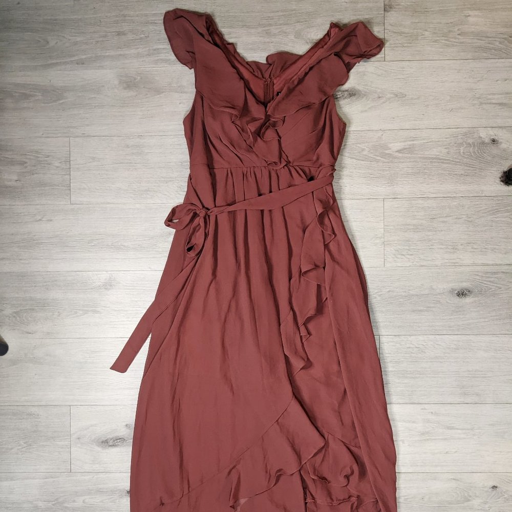Shein Curve Belted Ruffle V Neck Dress 1XL
